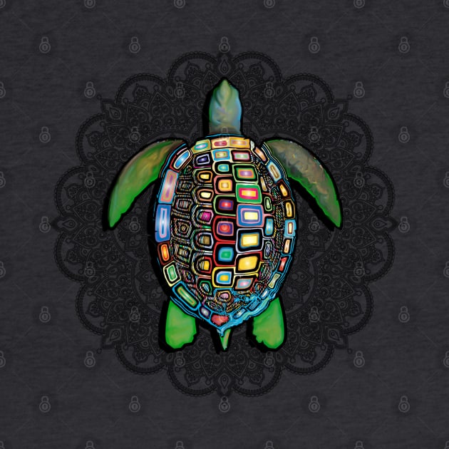 Flower Mandala Hawaiian Graphic Design Sea Turtle by tamdevo1